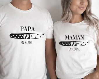 Dad in progress T-shirt Mom in progress pregnancy announcement Future parents T-shirt Future dad T-shirt Future mom T-shirt Couple T-shirt