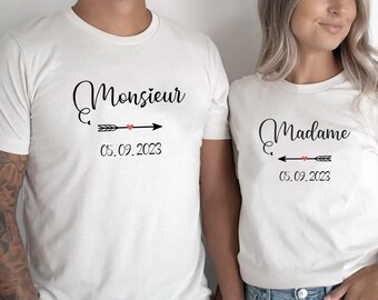 T-shirt personnalisé duo  couple EVJF annone mariage  future mariée futur marié, cadeaux EVJF , cadeau mariage date personnalisé