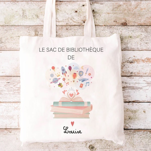 sac à dos enfant personnalisé pour bibliothèque Livres  Maternelle, sac à doudou, affaires d'école ou sport  100% coton