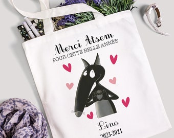 tote bag personnalisé cadeau maitresse cadeau ATSEM cadeau nounou sac plage maitresse personnalisé cadeau personnalisé maitresse en vacance