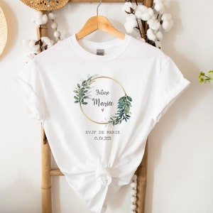 T-shirt personnalisé EVJF team de la mariée couronne de fleur Future Mariée témoin cadeau mariage demoiselle d'honneur en coton image 3