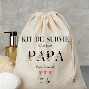 kit de survie future maman pochon sac beige en coton canvas personnalisé cadeau de naissance pour maman image 2