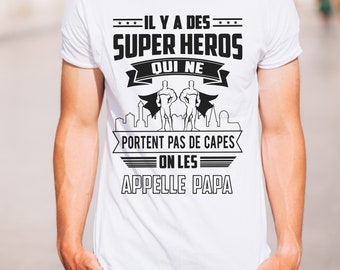 tshirt personnalisé papa héro super héro s'apelle papa cadeau anniversaire papa cadeau fête des pères