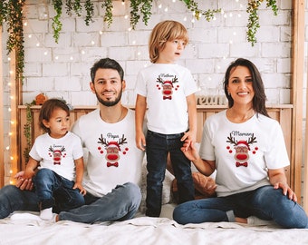 tee shirt noël famille, t-shirt renne de Noël, tenue Noël personnalisée, t-shirt famille assorti