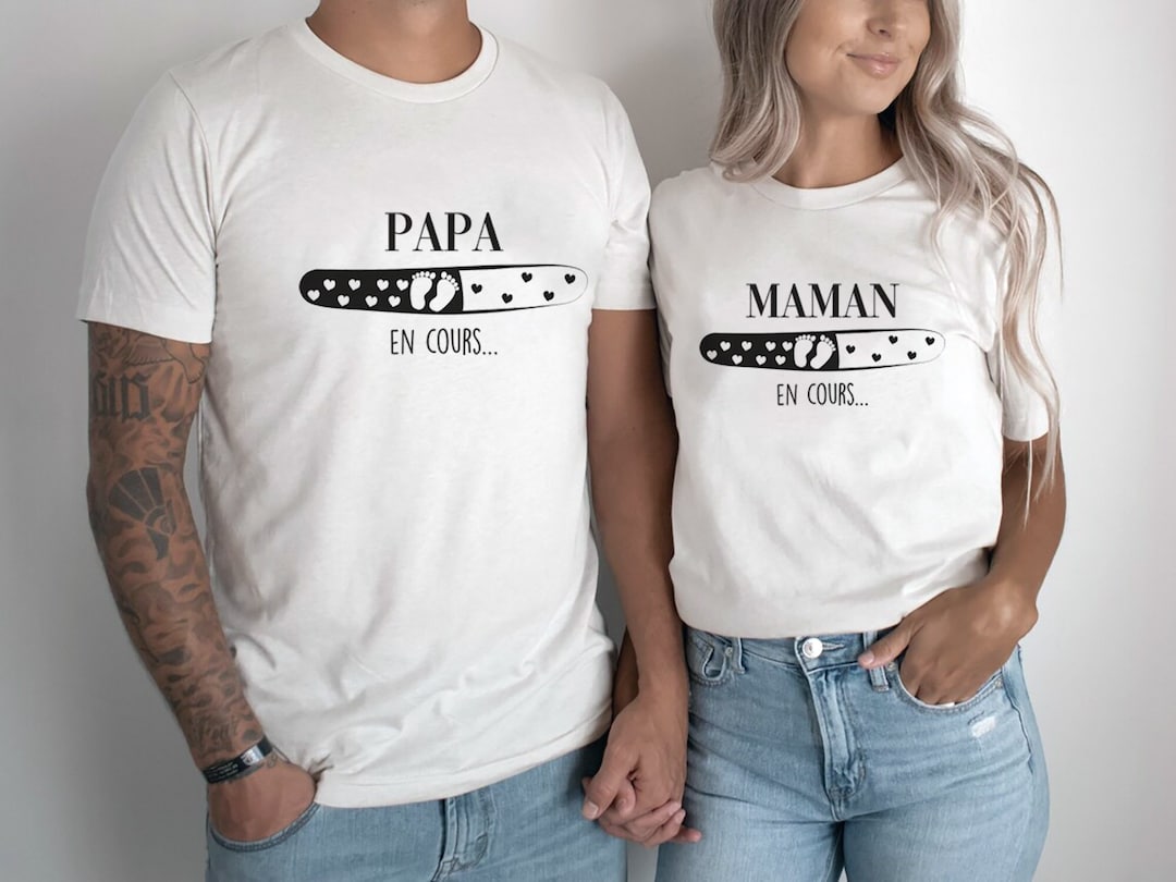 T-shirt Papa en cours Maman en cours annonce grossesse Tee-shirt futurs