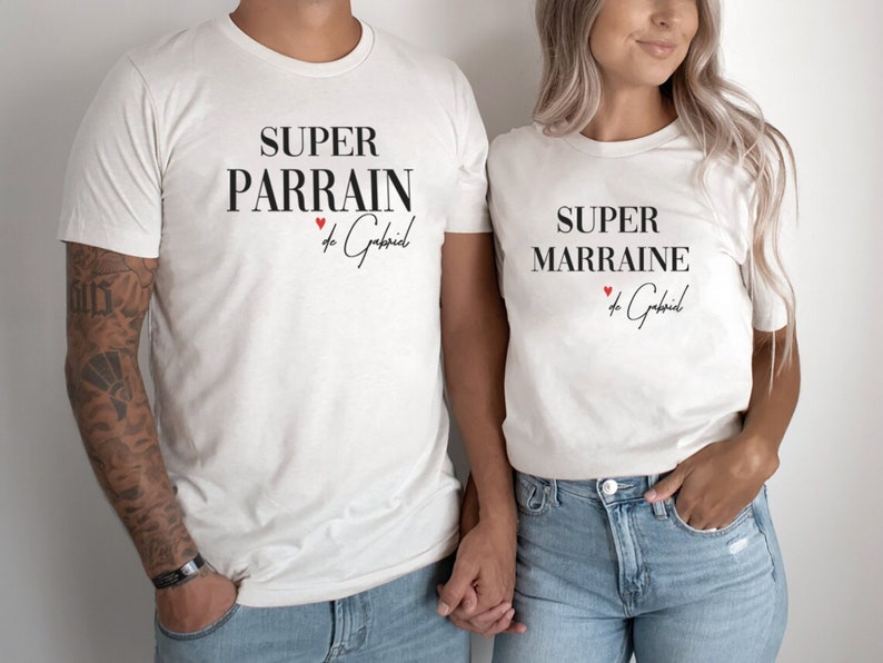 tee shirt personnalisé super parrain super marraine cadeau parrain marraine demande parrain demande marraine baptême image 1