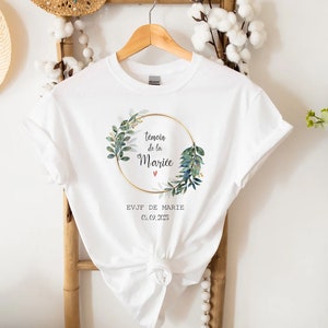 T-shirt personnalisé EVJF team de la mariée couronne de fleur Future Mariée témoin cadeau mariage demoiselle d'honneur en coton image 4