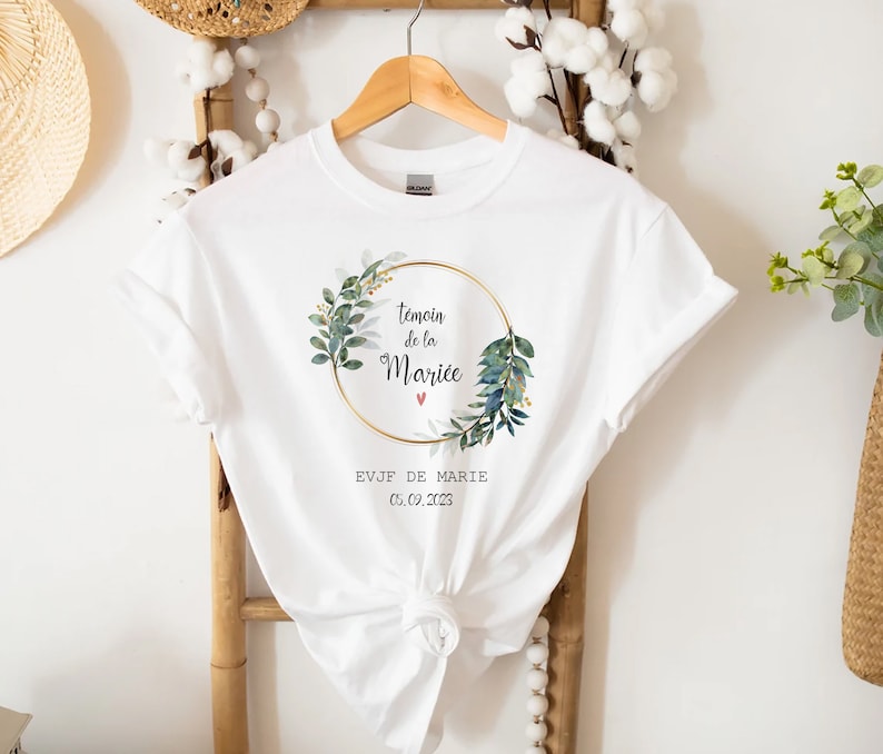 T-shirt personnalisé EVJF team de la mariée couronne de fleur Future Mariée témoin cadeau mariage demoiselle d'honneur en coton image 4