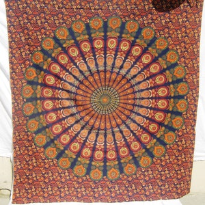 Wall Hanging Mandala Tapestry Handmade Bedsheet Wall Tapestry Twin Size Mandala Art Bedspread Indian Art Home Decore