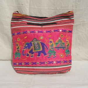 Indian Handmade Tote Bag Traditional Indian Mirror Embroidery Handbag Rajasthani Bag Cotton Handbag