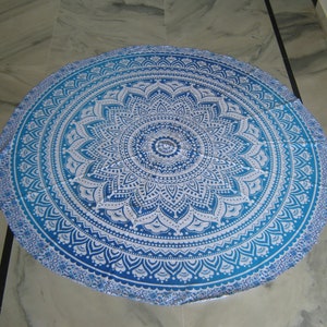 Bohemian Mandala Round Tapestry Indian Yoga Mat Beach Throw Roundie Table Cover Ombre Round Hippie Mandala Round