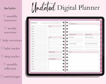 Undated Digital Planner/ Journal | iPad Journal | Hyperlinked