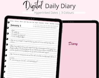 Digital Daily Diary | Hyperlinked | GoodNotes | iPad Journal