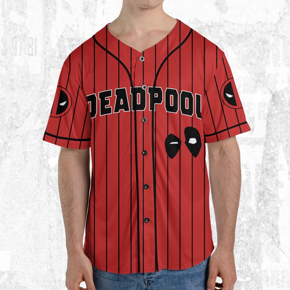Personalize Deadpool Red Striped, Custom Name Superhero Sport