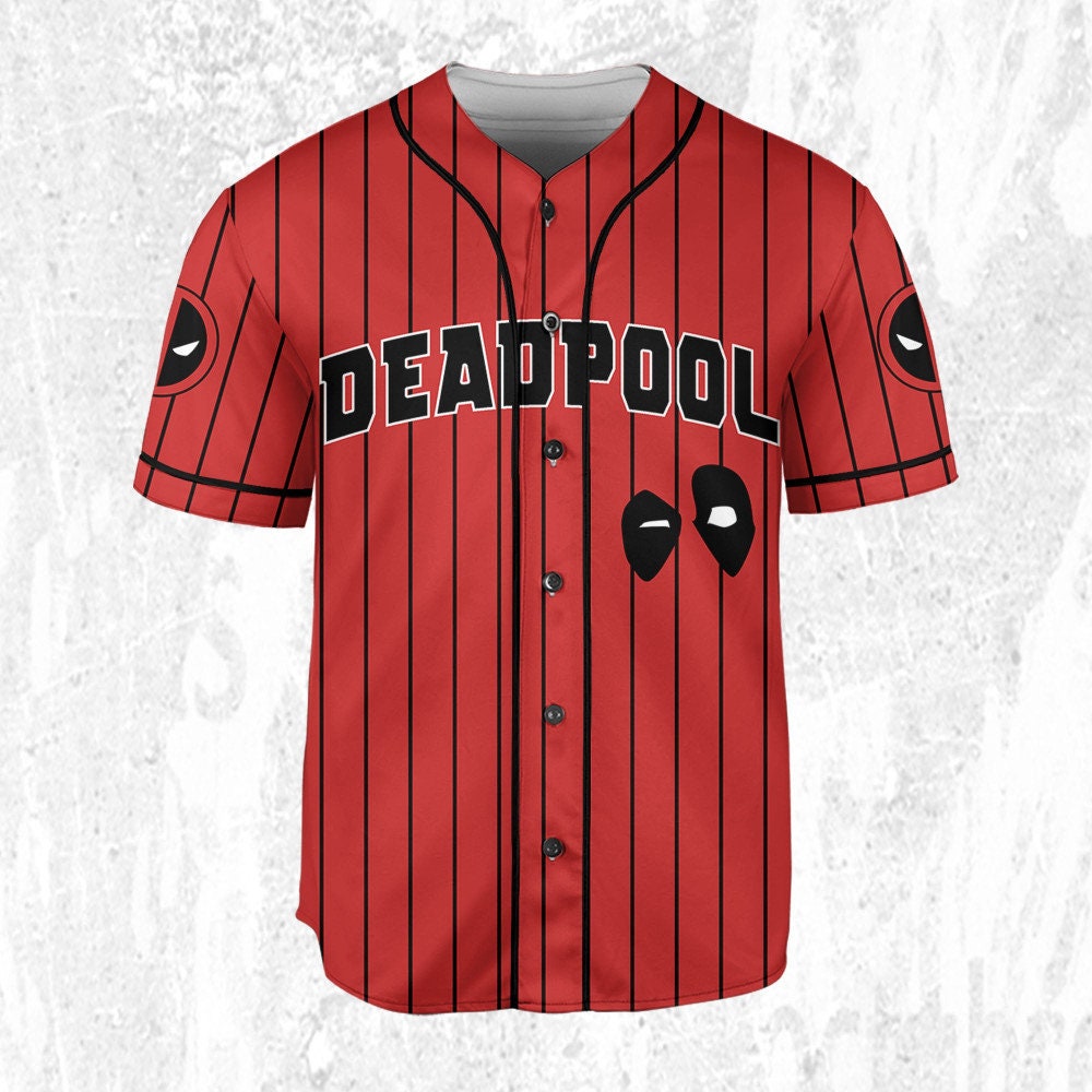 Personalize Deadpool Red Striped, Custom Name Superhero Sport