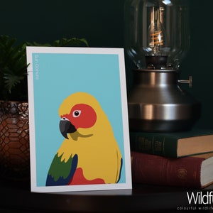 Sun Conure Art Print Trois tailles| A4, A5, A6, image, art numérique, nature, perroquet, oiseau, coloré, illustration de décoration murale | WildfulStudios