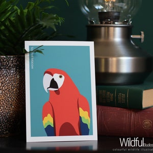 Image de perroquet Ara Impression d’art Impression d’oiseau Décoration murale Perroquet Illustration d’ara Cadeau coloré Motif animal Ara écarlate Ara écarlate WildfulStudios