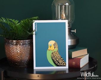 Budgie Art Print Three Sizes| A4, A5, A6, digital art, parrot, bird, picture, colorful, wall decoration, illustration | WildfulStudios