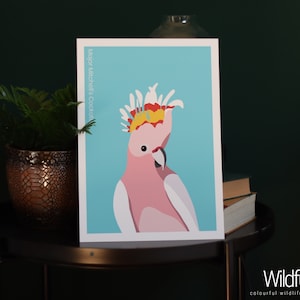 Inca Cockatoo Art Print Trois tailles| A4, A5, A6, Carte postale, Art numérique, Nature, Perroquet, Oiseau, Tropical, Coloré, Illustration, WildfulStudios