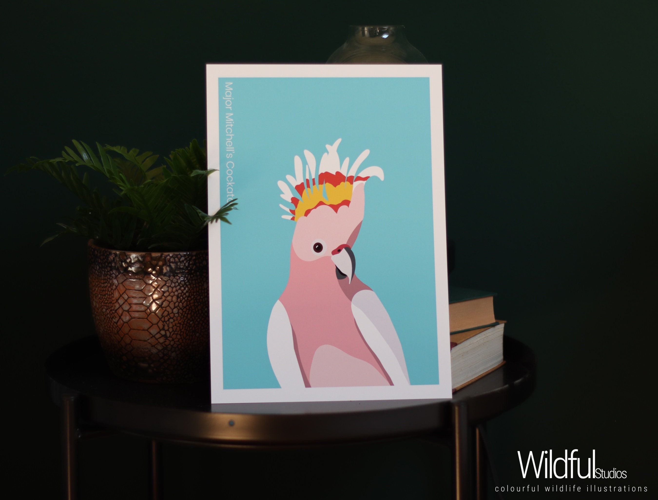 Inca Cockatoo Art Print Three Sizes|A4, A5, A6, Postcard, Digital Art, Nature, Parrot, Bird, Tropical, Colorful, Illustration, WildfulStudios