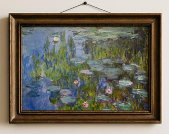 Impressionist Water Lilies Printable Art - Serene Pond Landscape, Cottagecore Garden Scene, Vintage Wall Decor, Instant Digital Download