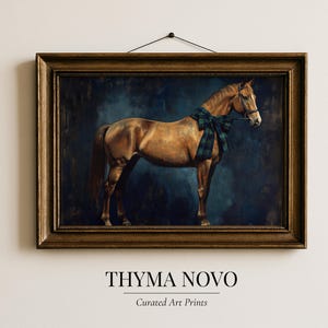 Full-profile horse art poster for hallway — elegant equestrian portrait with warm highlights showcasing the animal's sheen and musculature.