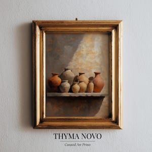 Clay Pot Still Life Print, Rustic Farmhouse Kitchen Decor, Rustic French Art, Earthy Toned Decor, Mediterranean Art, Guestroom Printable