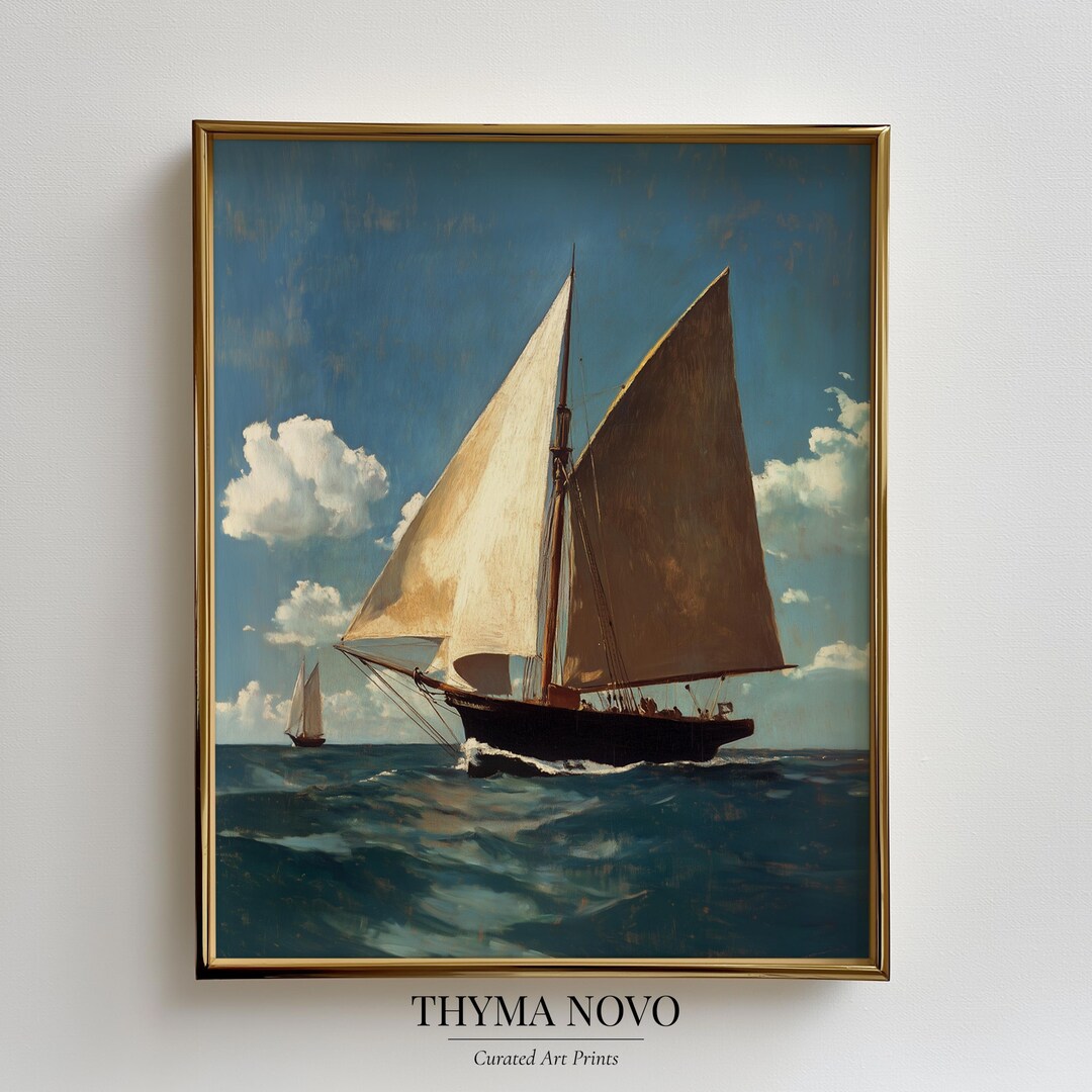 Tall Ship, Realistic Seascape, Beach Airbnb Decor, Sailboat Nursery Art ...