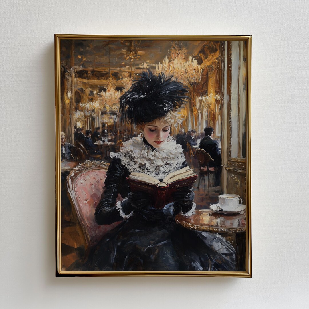 Book Lover Print Vintage Parisian Woman Reading | Bookish Wall Art for ...