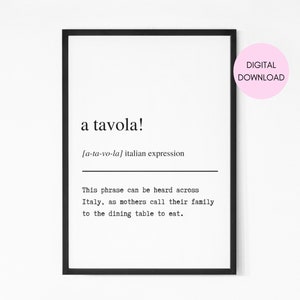 Food is ready Italian sayings | Italy poster | Italian definition print | Italian wall decor | Funny wall art | Food Lover Kitchen Wall Art