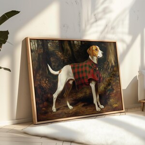 Regal English hound printable art for living space — moody composition reflecting traditional hunting themes with exquisite detail.