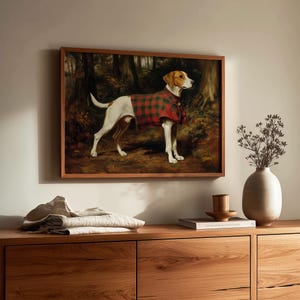 English foxhound printable wall art for foyer — rustic, vintage-style detail combined with an elegant atmosphere from 16th-century techniques.