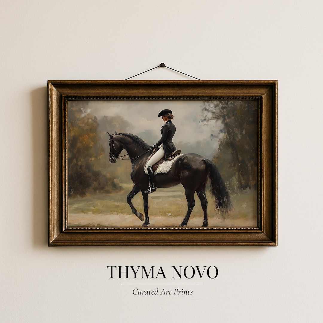 Elegant Equestrian Portrait Printable - Vintage Moody Horseback Rider ...