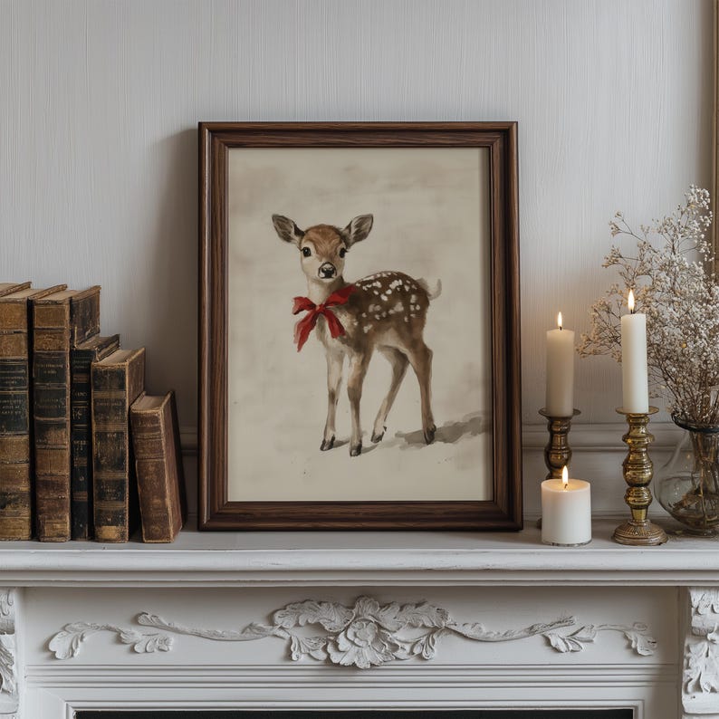 Baby Fawn Print, Above Crib Decor, Fawn Nursery Art, Girl Nursery Decor, Toddler Newborn Baby, Newborn gift, Baby Room Poster Printable image 3