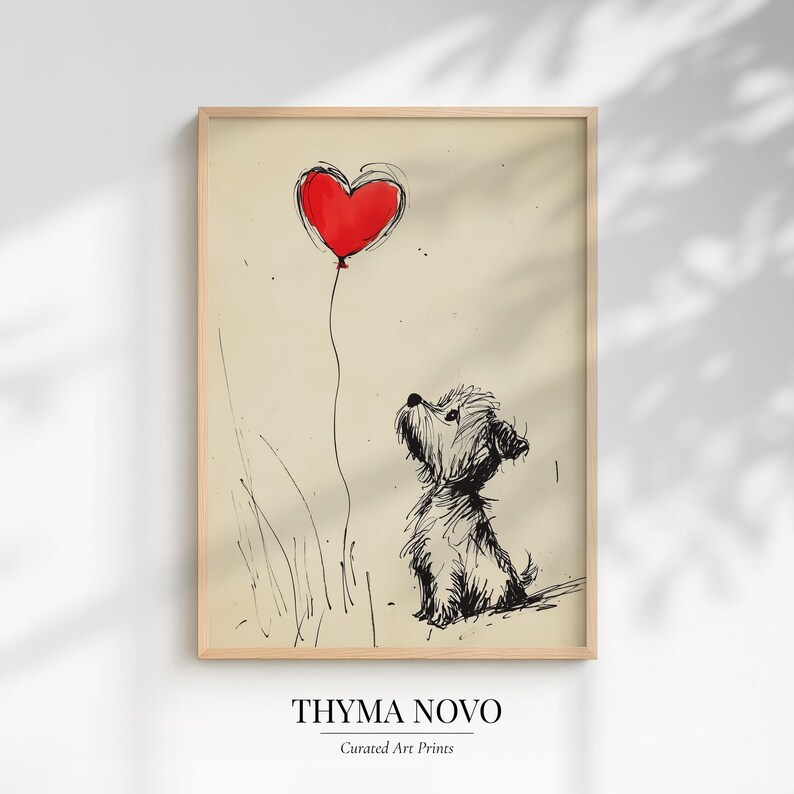 Adorable Yorkshire Terrier sketch poster for hallway — delicate line work that brings warmth and coziness to any space.