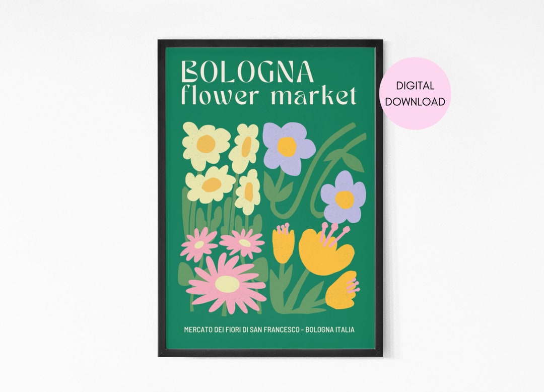 Bologna Flower Market Poster Digital Download Wall Art Flower Market