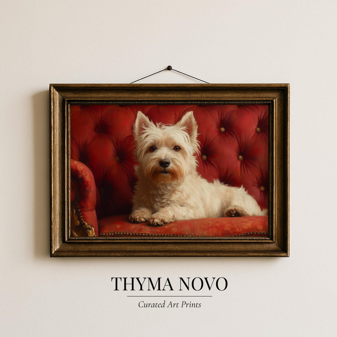 Vintage West Highland Terrier Pet Portrait - Victorian Westie Dog Art ...