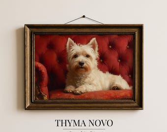 Westhighland Terrier-hondportret - Westie Dog Art, West Highland-honden, Westie-muurkunst Afdrukbaar, attent cadeau-idee, portret kleine hond