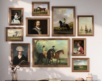 Old Money Prints, English Country Art, Heritage Decoration, Curated Art Bundle, Equestrian Prints, Tall Ship Art, Stately Home Art Download