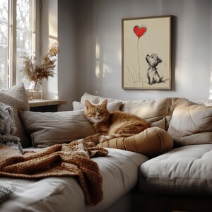 Cute Yorkshire Terrier digital print for kitchen — delightful pen-and-ink style with warm tones, adding a cozy touch to the heart of the home.