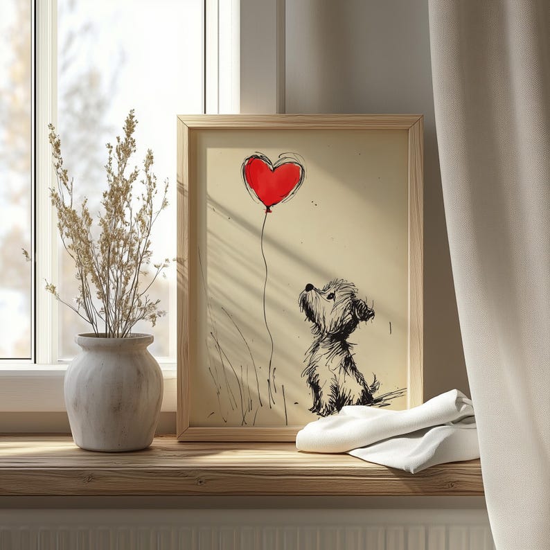 Small Yorkshire Terrier poster for entryway — charming line drawing with expressive strokes, ideal for modern home aesthetics.