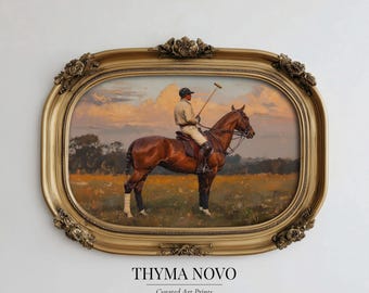 Klassieke paardensportprint, polo-kunst, vintage polo-paardprint, rustieke sportkunst, luxe muurdecoratie, digitaal paardensportcadeau
