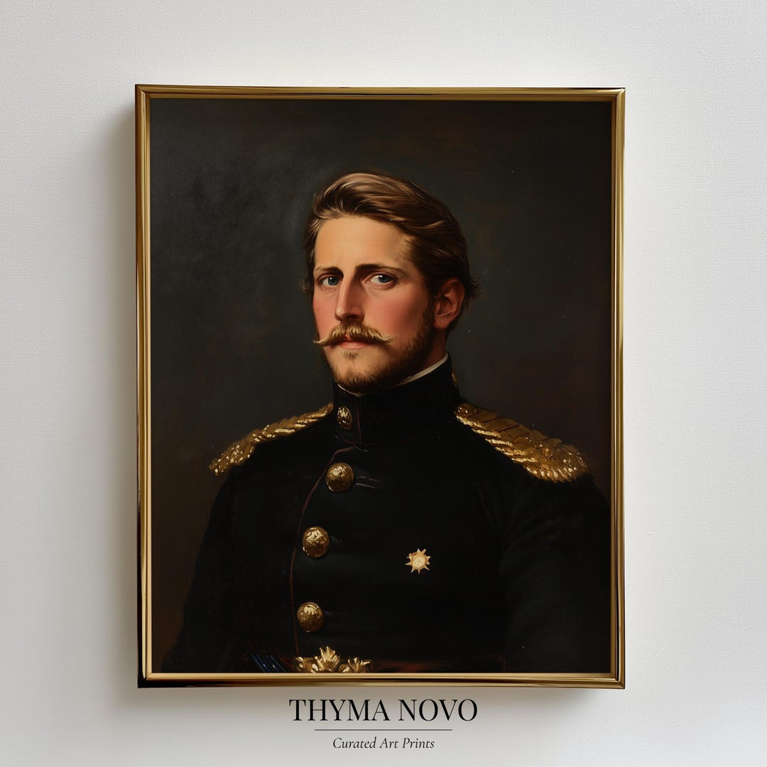 Captain Portrait Vintage Nautical Captain Portrait - Classic Naval Officer Painting ...