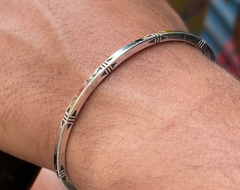 Pulsera de plata de ley 925 para hombre: brazalete ajustable