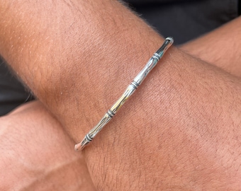Pulsera de puño de plata para hombre, pulsera de plata de ley 925, brazalete de plata para hombre, pulsera de puño para hombre