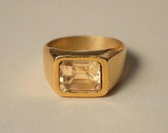 Handcrafted Sterling Silver Men's Ring: Golden Citrine Stone