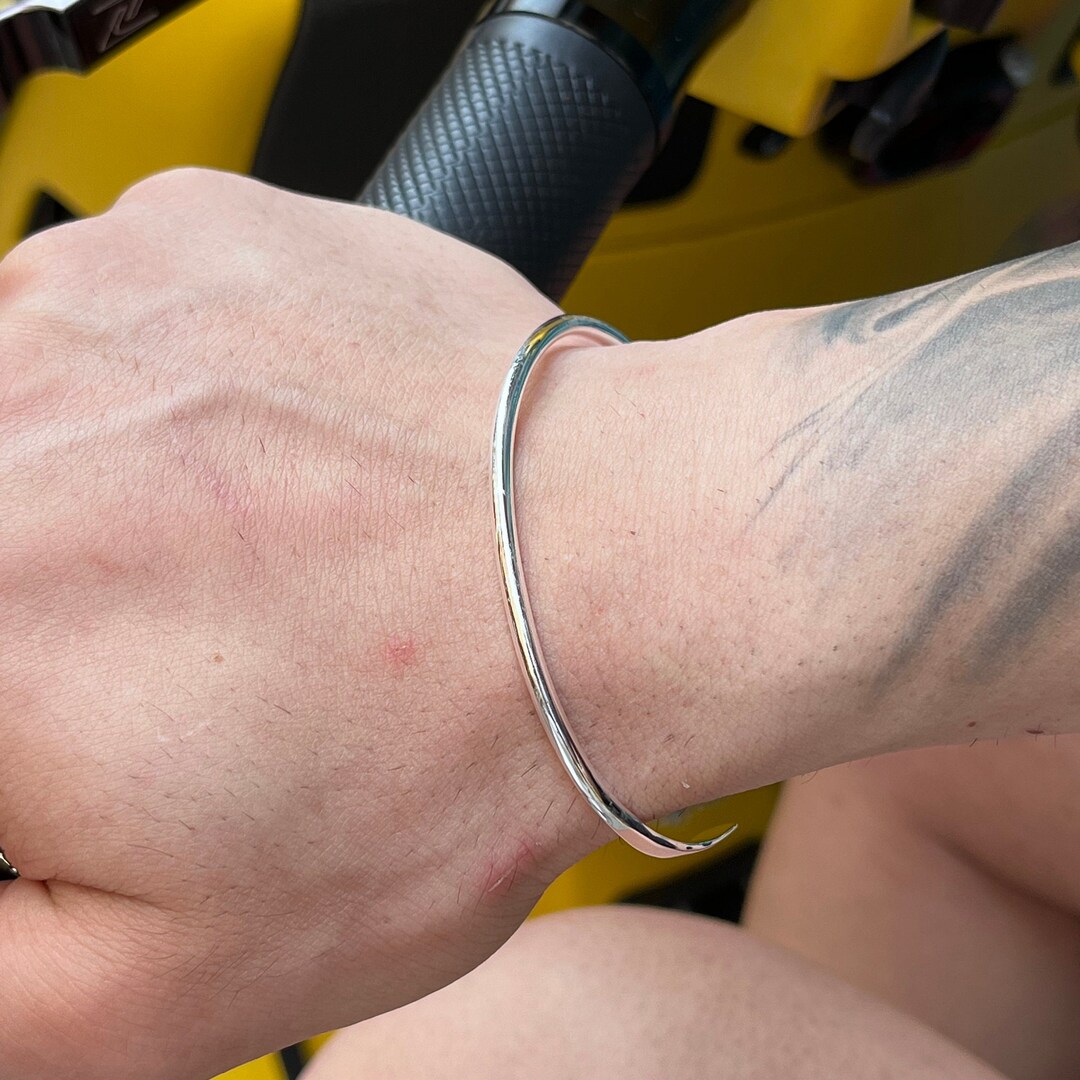 Men's Silver Cuff Bracelet, 925 Sterling Silver Bracelet, Men Silver ...