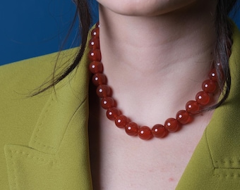 Brown Agate Necklace: 10mm Sterling Silver Chain, Stability Stone