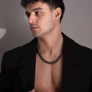 Black Pearl Necklace, Black Pearl Choker Necklace, Pearl Necklace Men, Gentle Necklace, 925 Sterling Silver Black Pearl Necklace