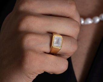 Handcrafted Sterling Silver Men's Ring: Mystic Moonstone Gem